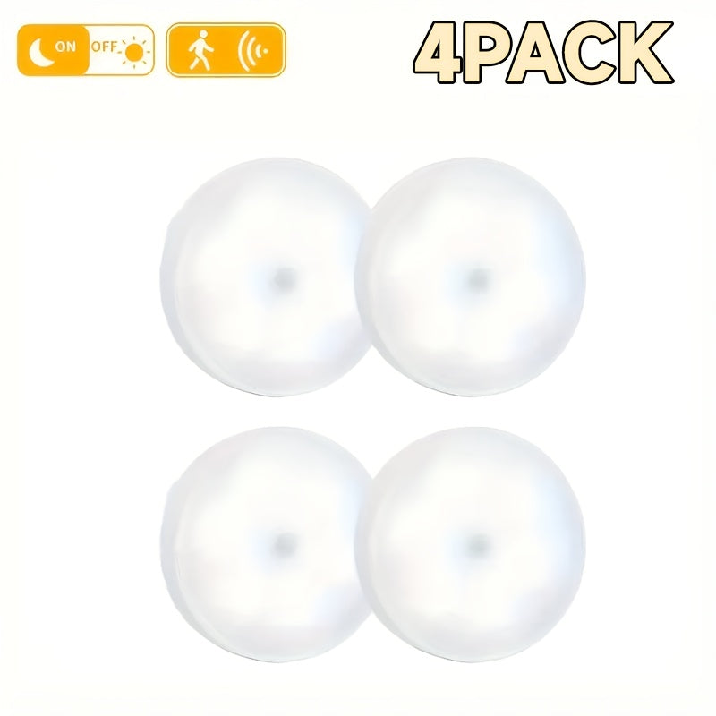 4-Pack White LED Step Lights with Motion Sensor Dimmable USB Rechargeable Magnetic Wall Mount