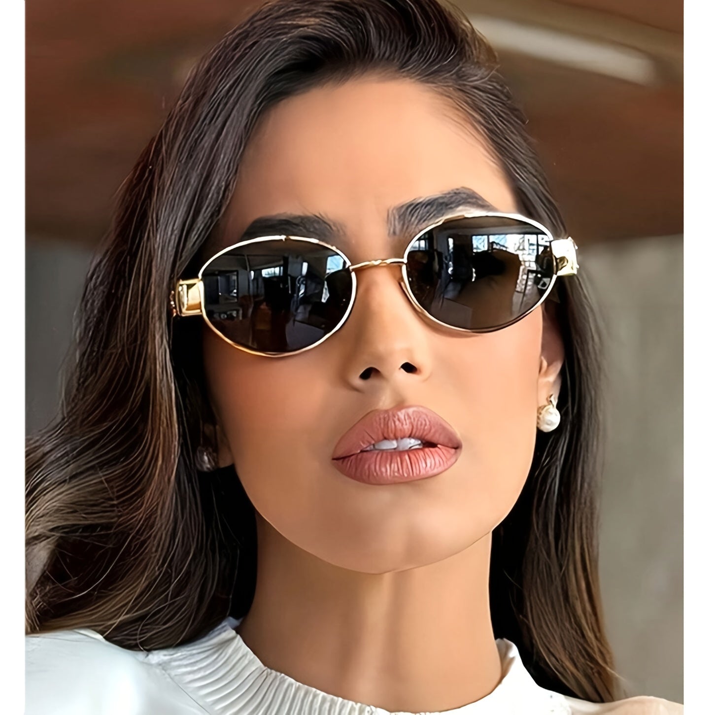 Women's Oval Fashion Glasses 1/2pcs Iron Frame with Golden Accents Polycarbonate Lenses Stylish Durable Accessories