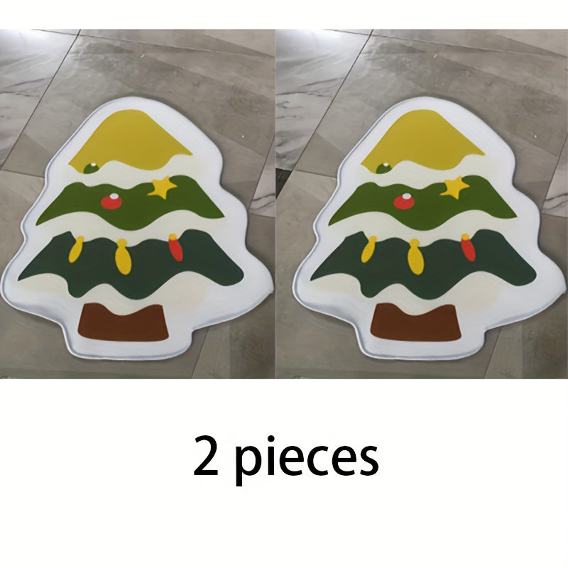 Christmas Tree Bathroom Mat Non-Slip Rug for Bathroom Living Room Entryway