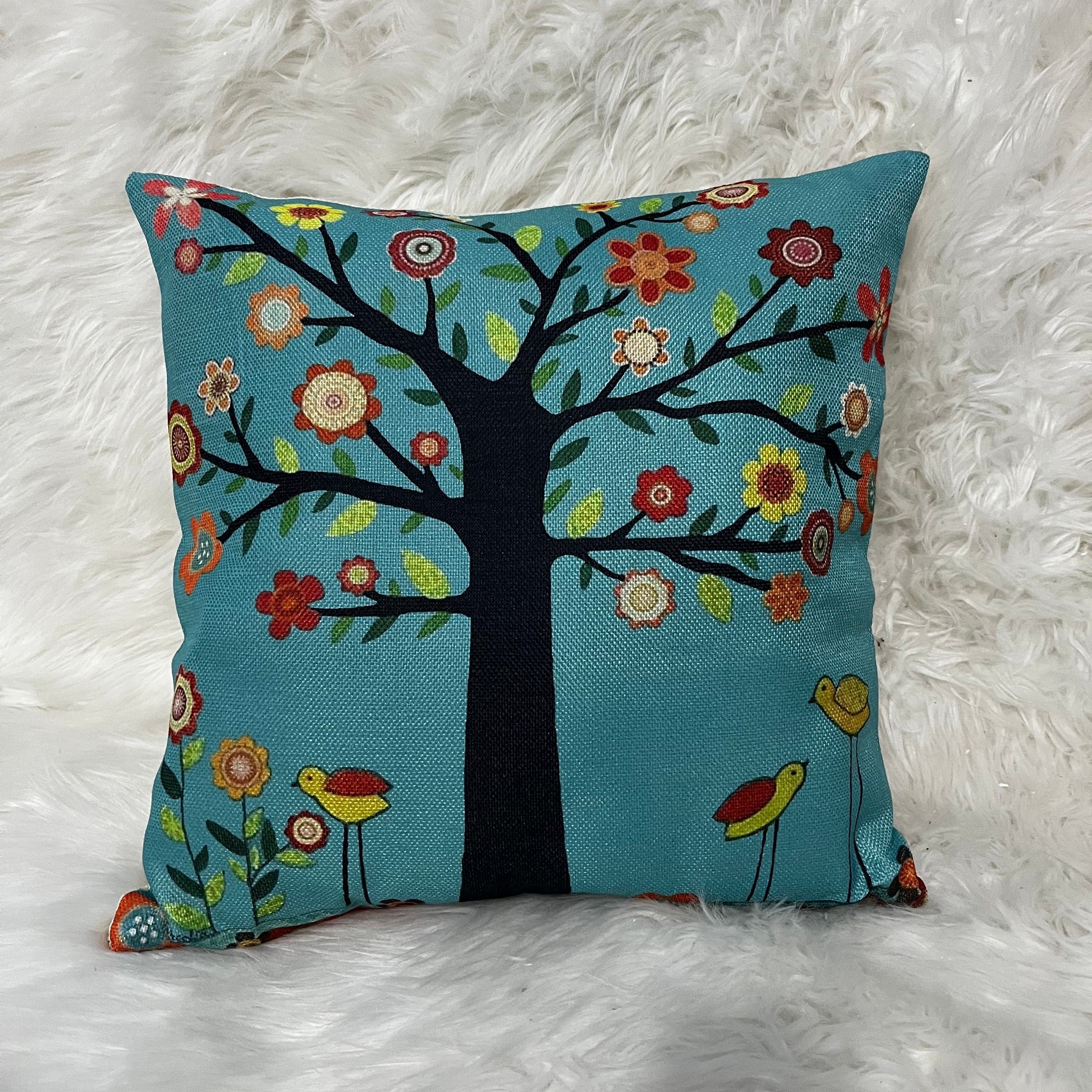 Linen Printed Pillowcase for Sofa Bed Office Decor 20x20 Inches