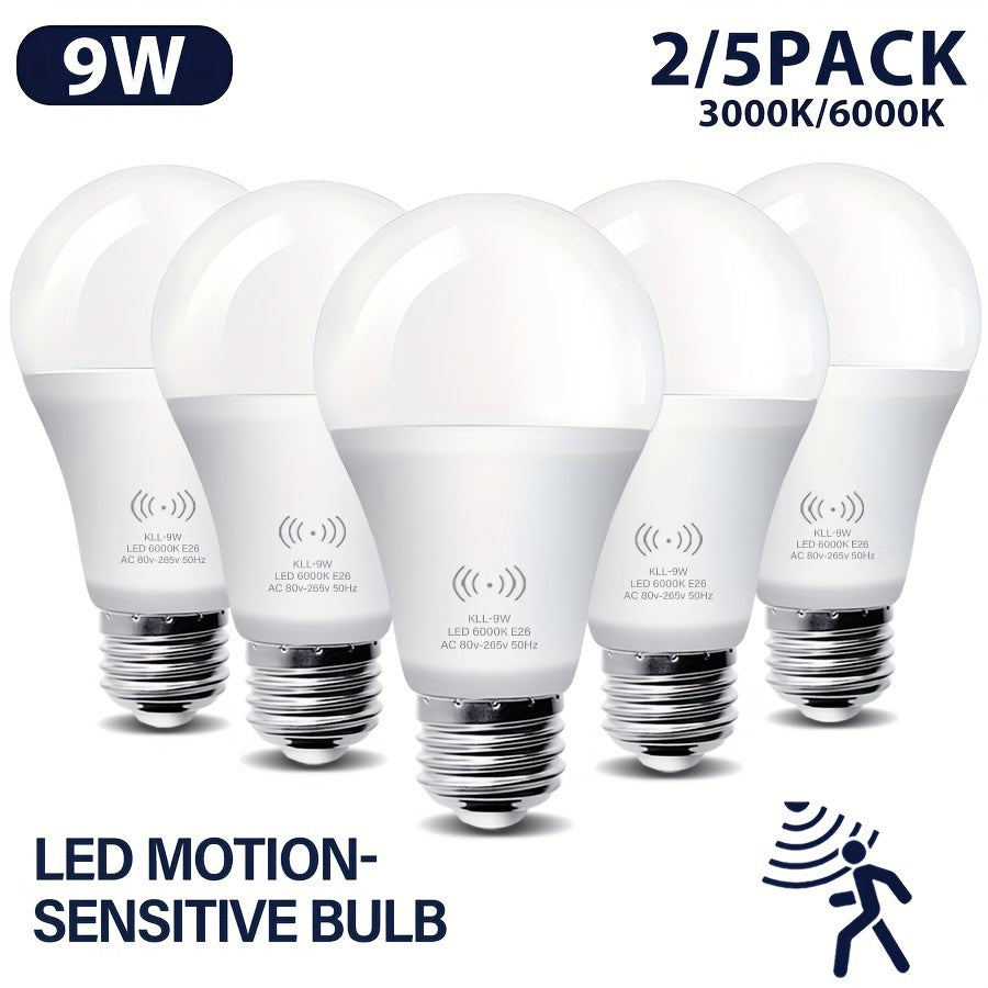9W A19 LED Motion Sensor Light Bulb Dusk to Dawn Daylight or Warm White E26