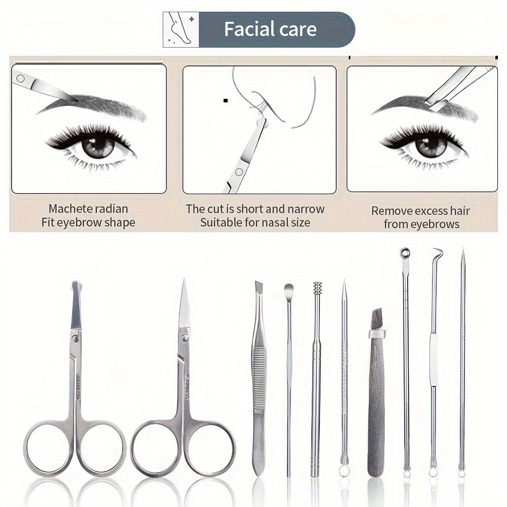 32-Piece Stainless Steel Manicure Set with Nail Clippers and Storage Case