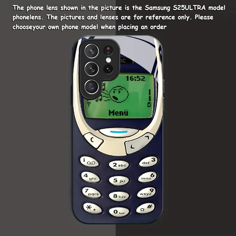 Retro-Style Black Tempered Glass Phone Case for Samsung Galaxy with Silicone Matte Design