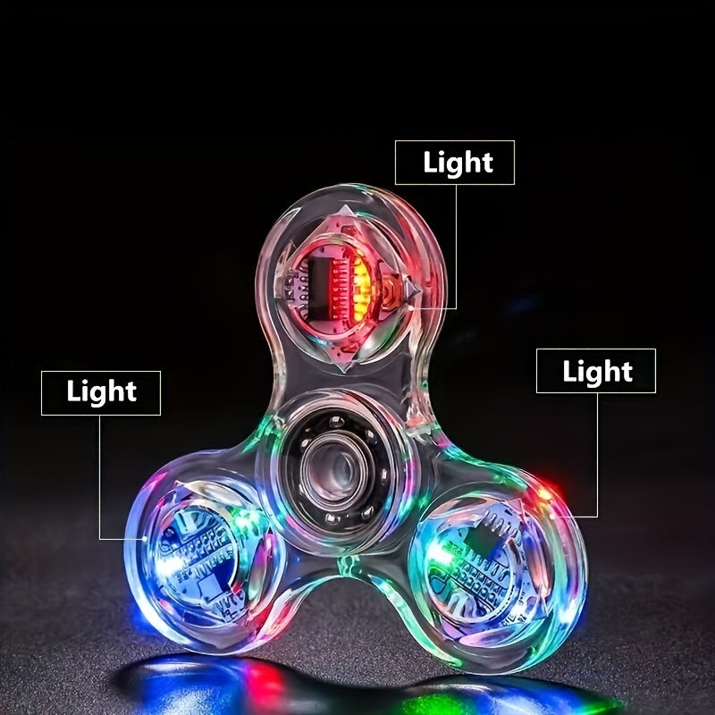 Spinner de dedo con luz LED transparente para aliviar el estrés y diversión para todas las edades