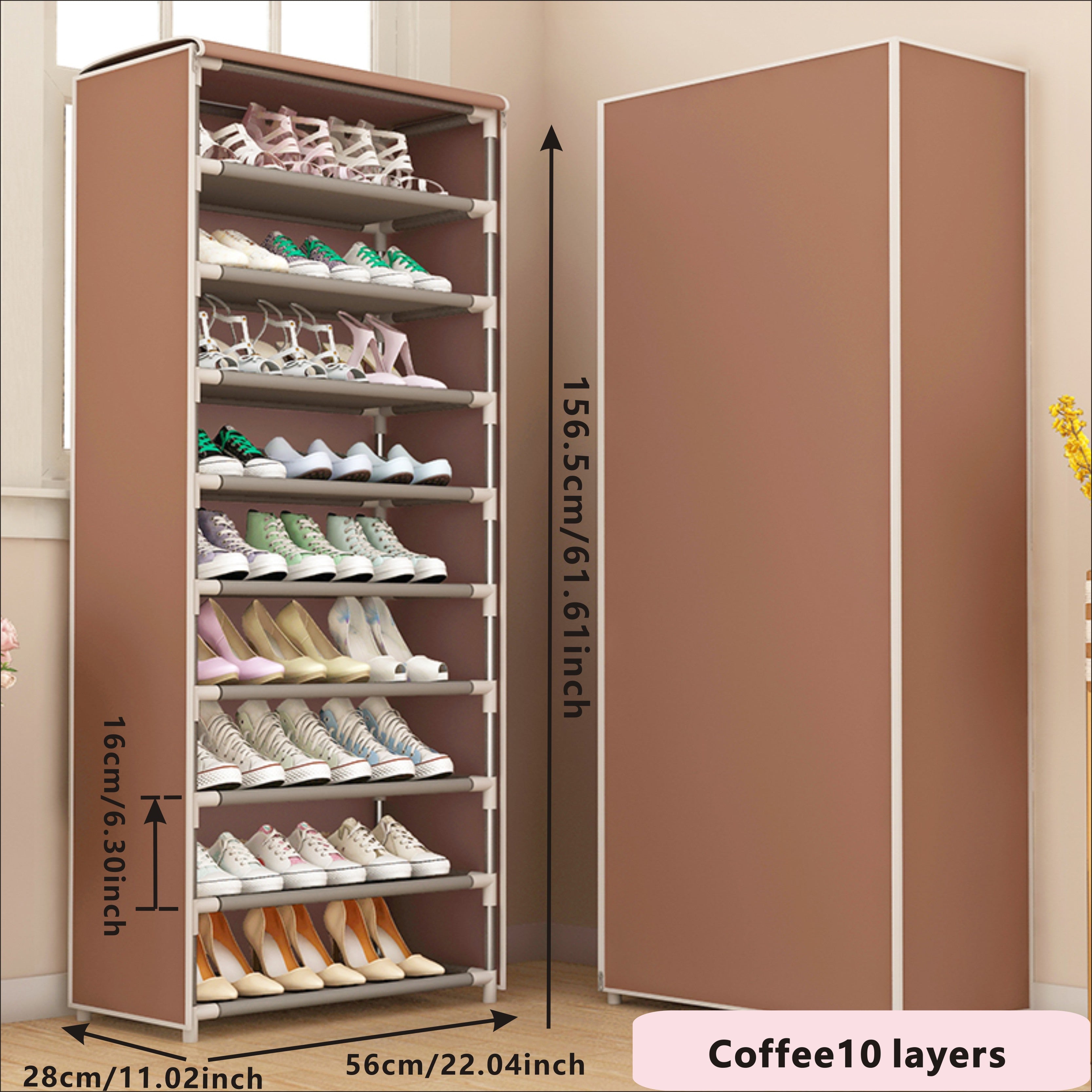 Durable Shoe Storage Cabinet with Fabric Zipper Cover for Hallways and Closets