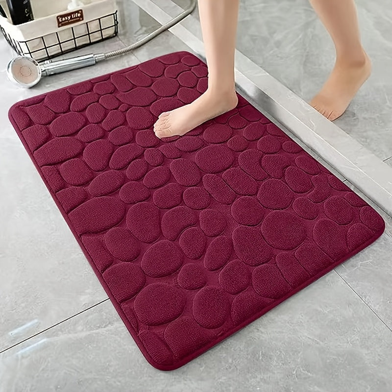 Alfombra de baño de felpa suave y esponjosa con diseño de piedras de coral, antideslizante, de secado rápido
