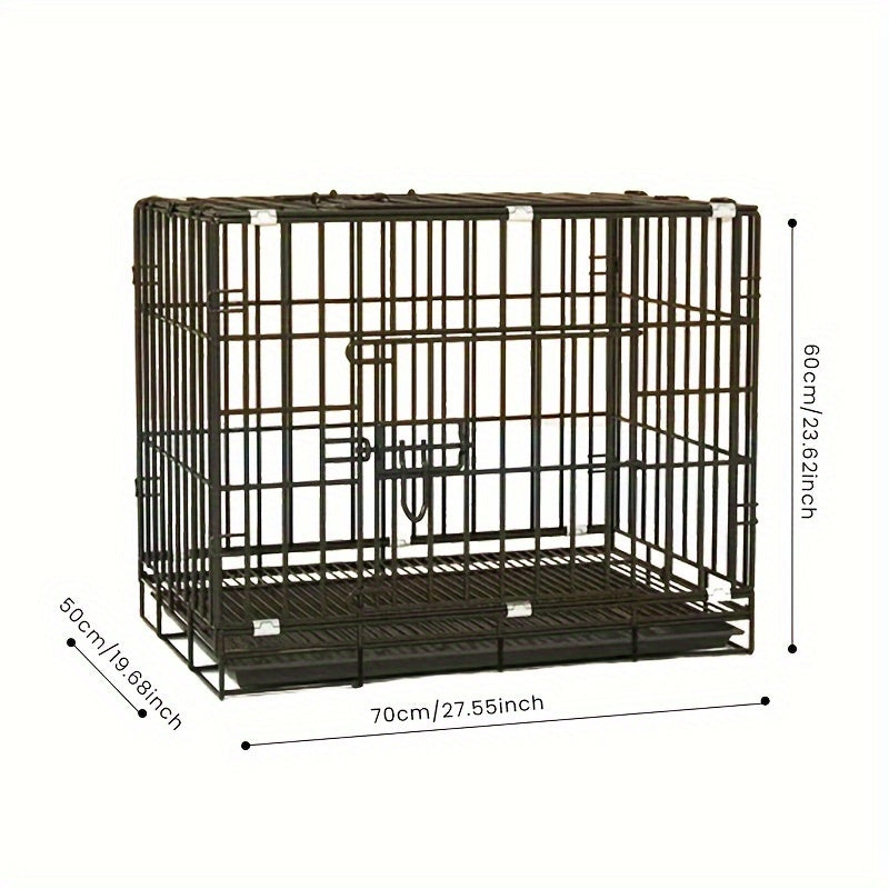 Foldable Medium Dog Cage Set with Feeder Tray and Mat for Indoor Use
