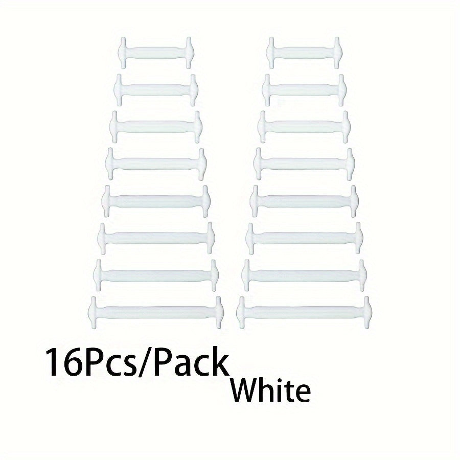 16 Pcs Silicone Elastic No-Tie Shoelaces Waterproof Stain-Resistant for Sneakers