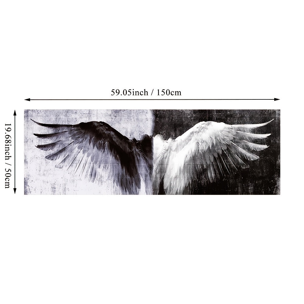 Black and White Angel Wings Canvas Wall Art Frameless Home Office Decor