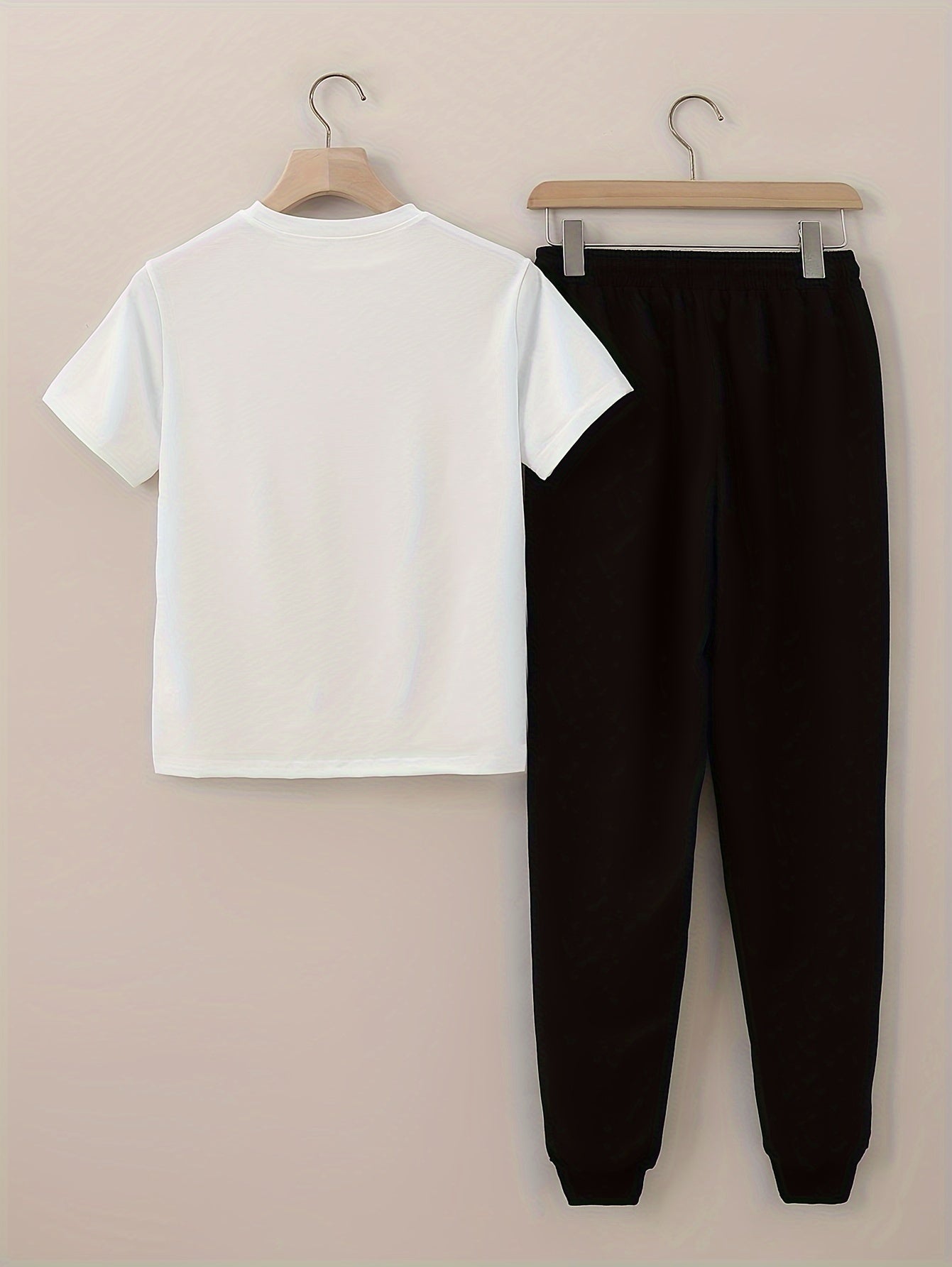 Мужской летний комплект из футболки и брюк с неформальным принтом букв, свободного кроя, из полиэстера