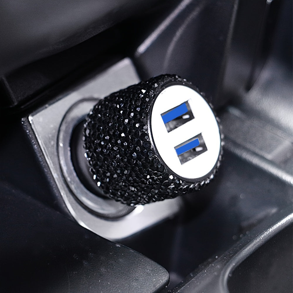 Sun'iy olmos avtomobil zaryadkasi Dual USB xavfsizlik bolg‘asi ichki bezak