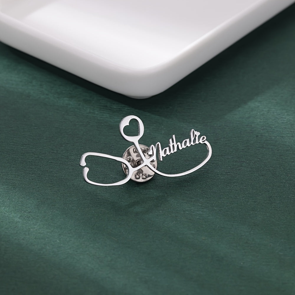 Stainless Steel Stethoscope Brooch with Pet and Heart Wings for Men Women Gift