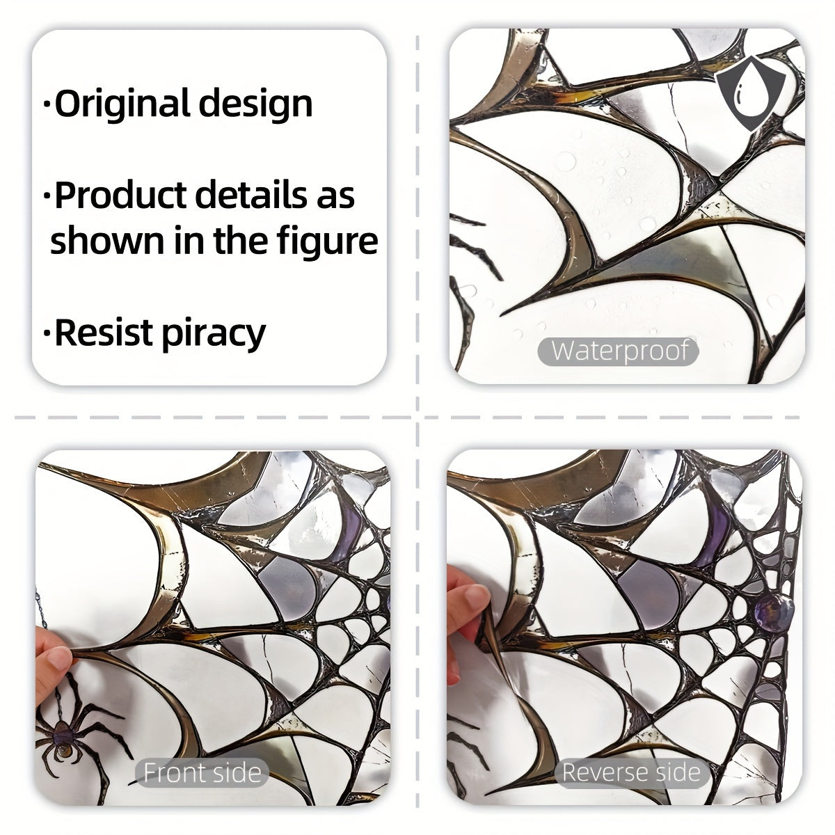 Halloween Spider Web Window Film Decal Reusable Static Cling Durable PVC