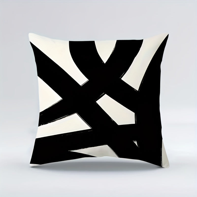 Geometric Abstract Art Pillowcase Black and White Double-Sided Decorative Pillow