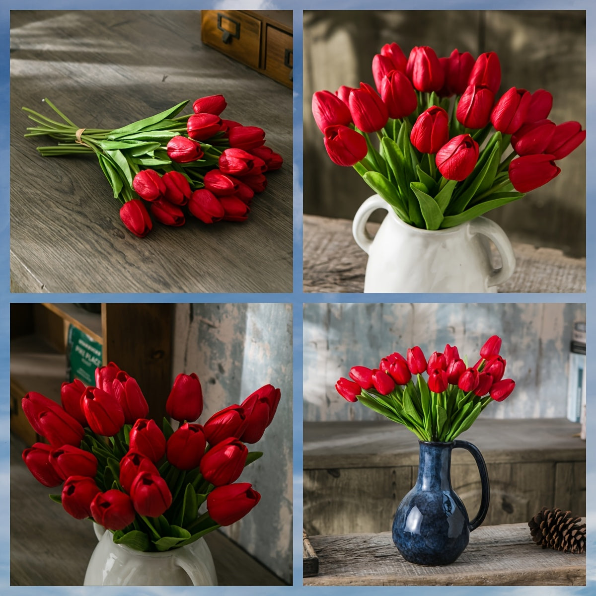 Artificial Tulips Set 18 Lifelike Plastic Spring Home Decor for Gifts and Events