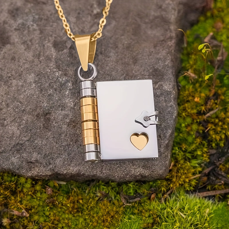 Zamonaviy juftliklar uchun zanglamas po'latdan yasalgan kitob pendanti bilaguzuk.