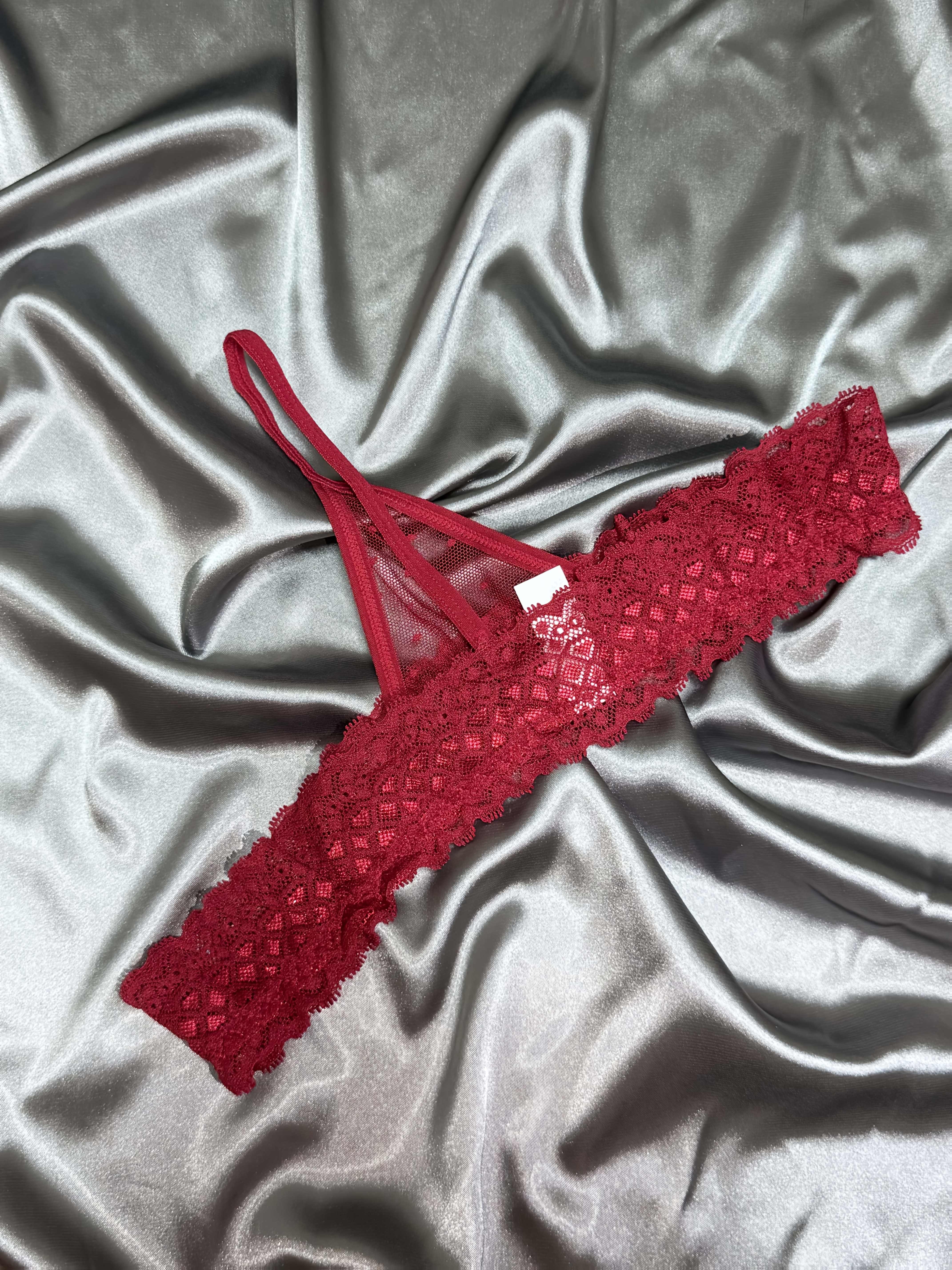 Women's Red Polka Dot Lace Thong for Valentine's Day Lingerie