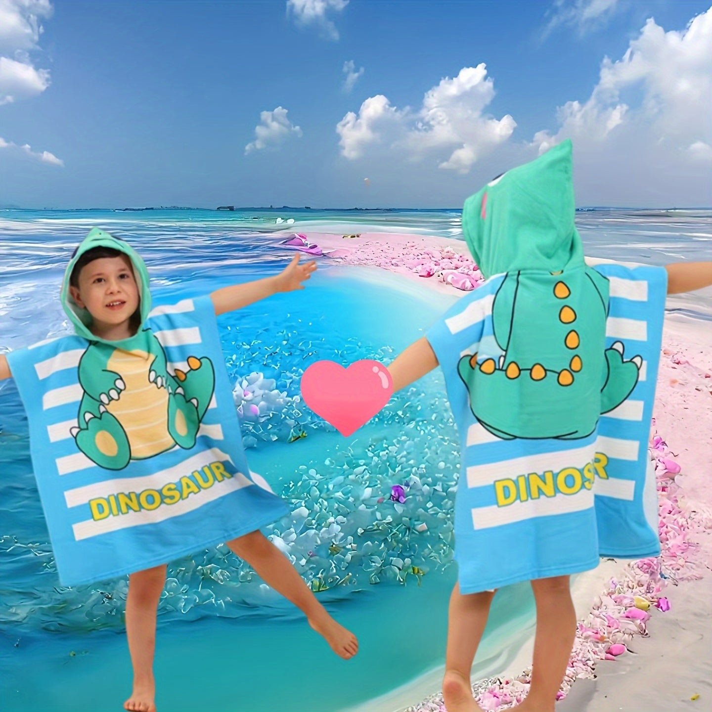 Toalla de playa para niños con dinosaurios y piratas, de punto suave, poliéster de secado rápido, con capucha
