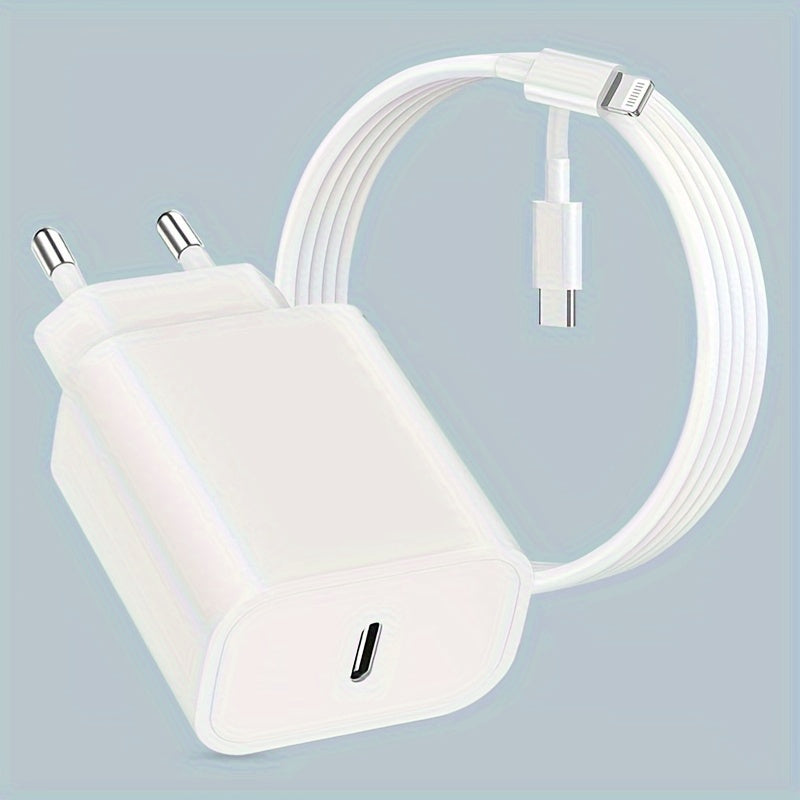 10W USB-C tez zaryadlovchi uchun iPhone iPad Android Yevropa rozetkasi Oq Sayohatga tayyor