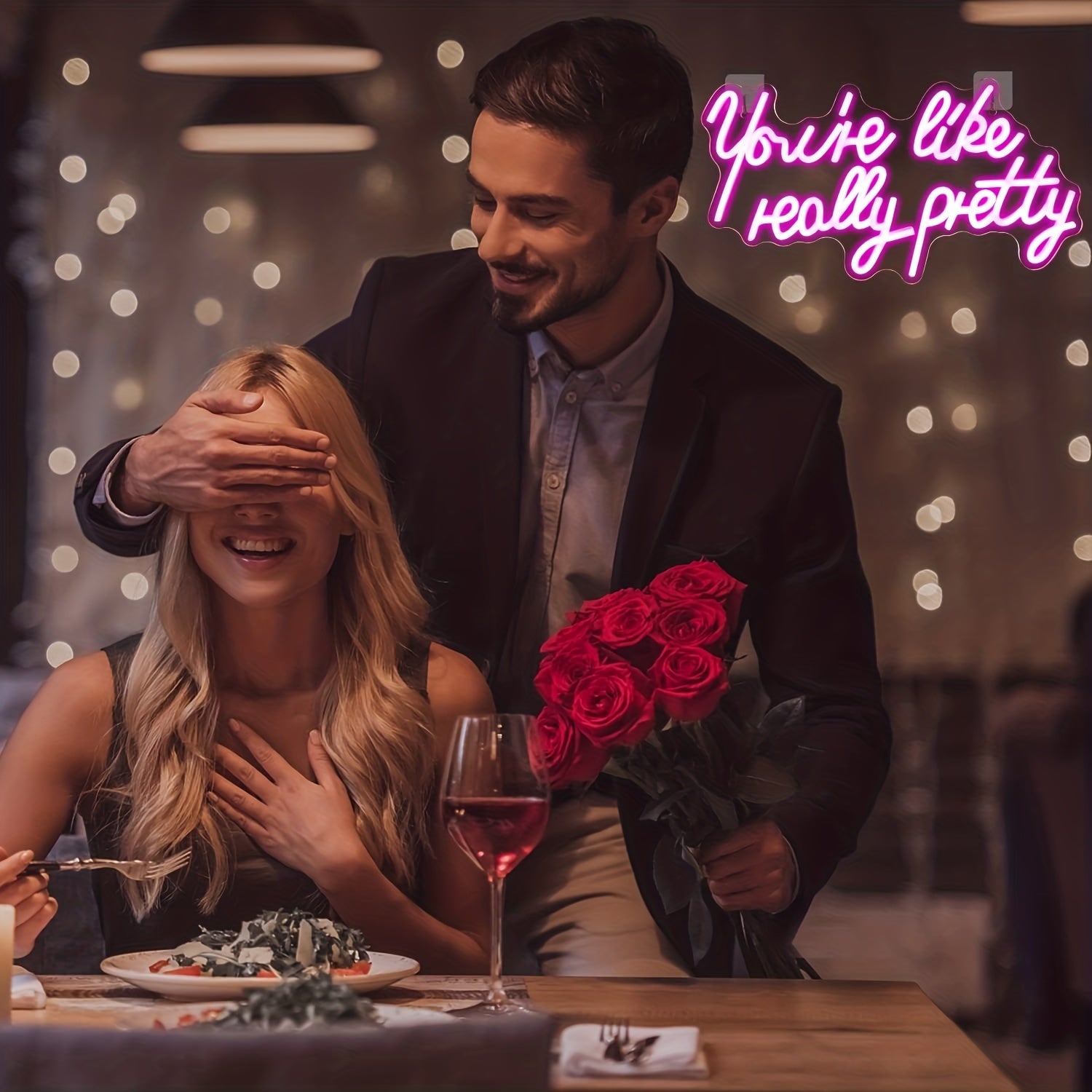 Pink Neon Wall Decor Light with "You're Like Really Pretty" Message