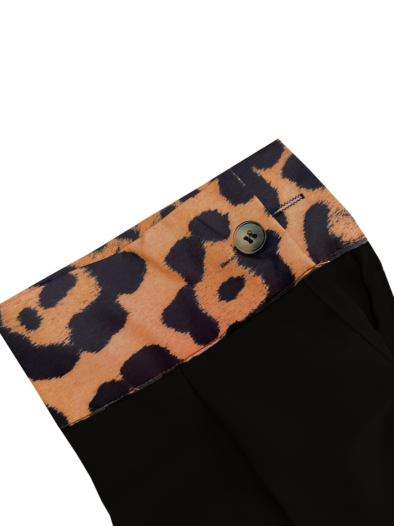 Plus-Size Leopard Print Dress with Collar Long Sleeves and Elegant Skirt for Spring and Autumn