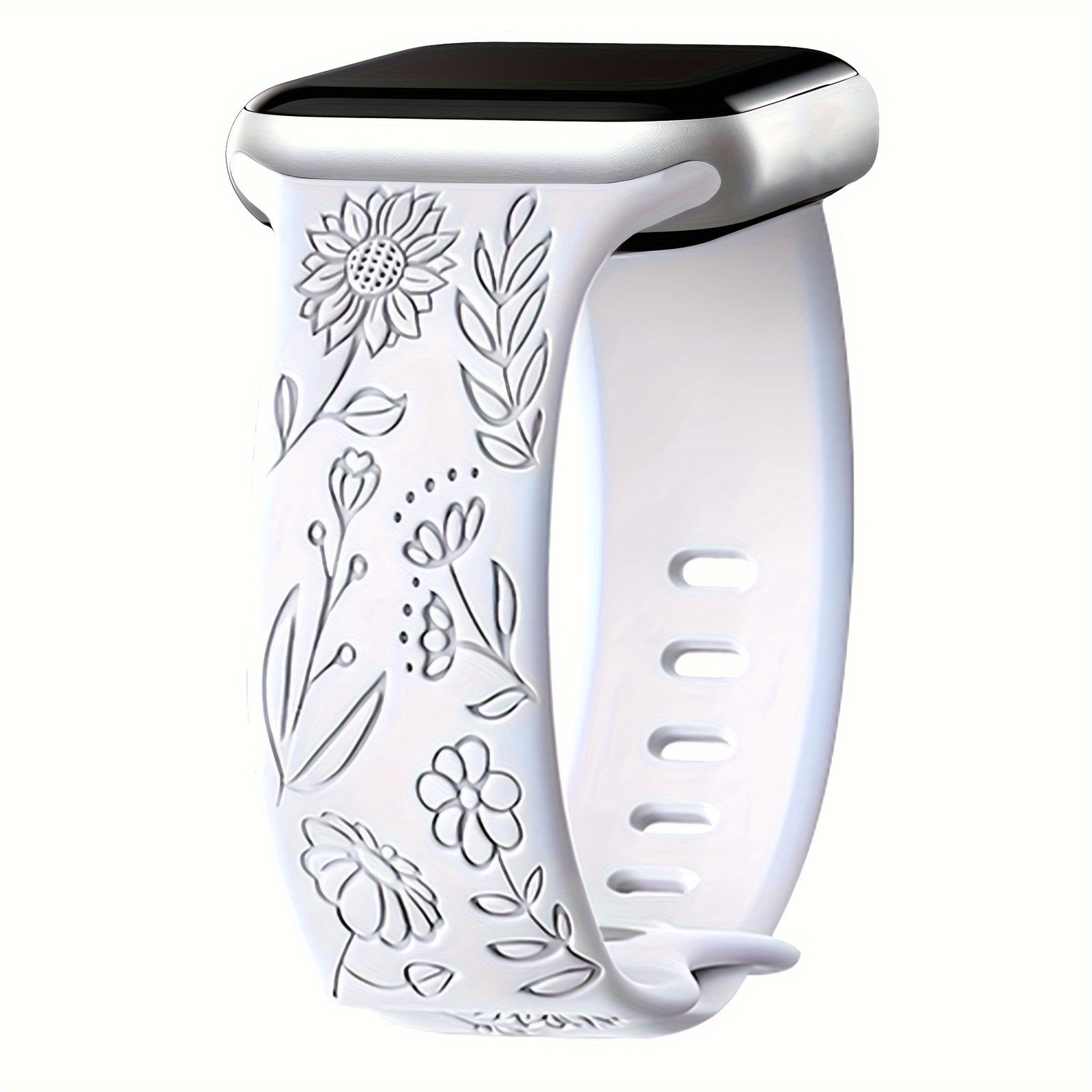 Women's Floral Silicone Apple Watch Band Compatible with Series 1-9 and Ultra