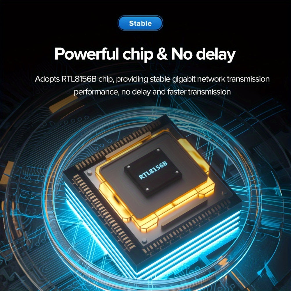 USB 3.1 to RJ45 Gigabit Ethernet Adapter for Gaming and Streaming Aluminum Alloy Network Converter