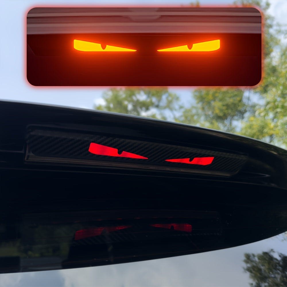 Monster Eyes Car Rear Light Sticker Cartoon Devil Eyes Carbon Fiber Pattern Night Projection