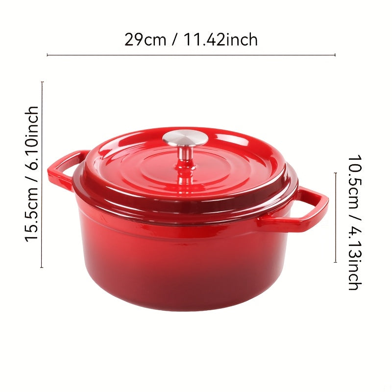 Durable Red 24cm Non-Stick Enamel Cast Iron Stew Pot for Stewing and Boiling