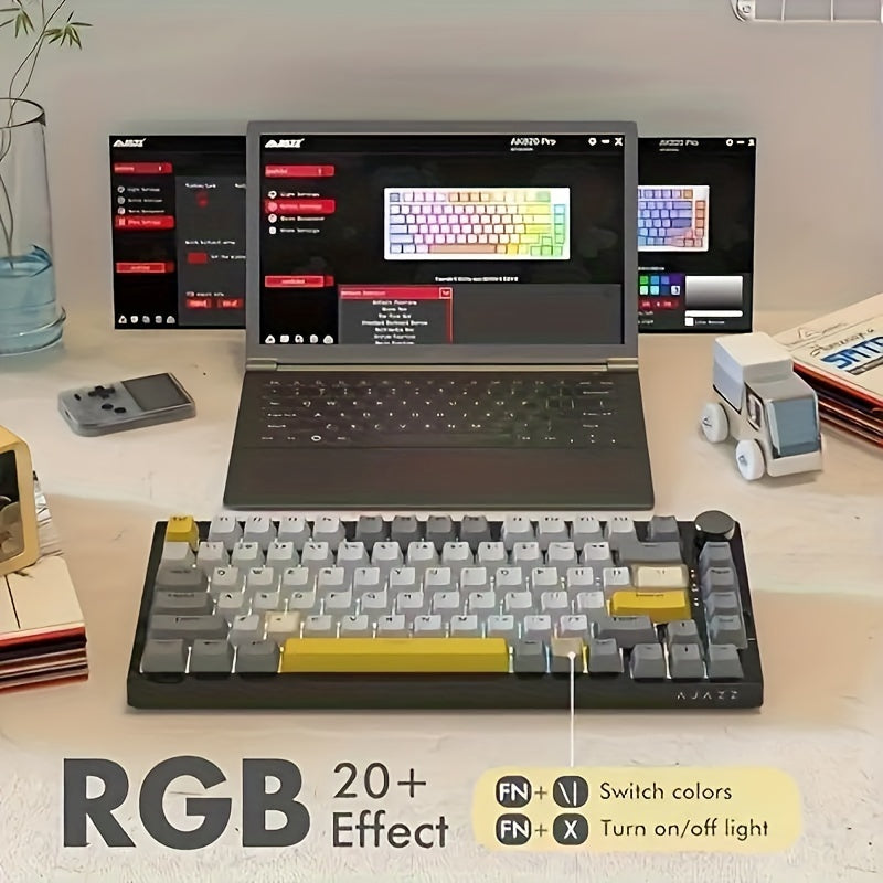 75% Wired RGB Mechanical Gaming Keyboard with Volume Knob PBT Keycaps Hot-Swappable