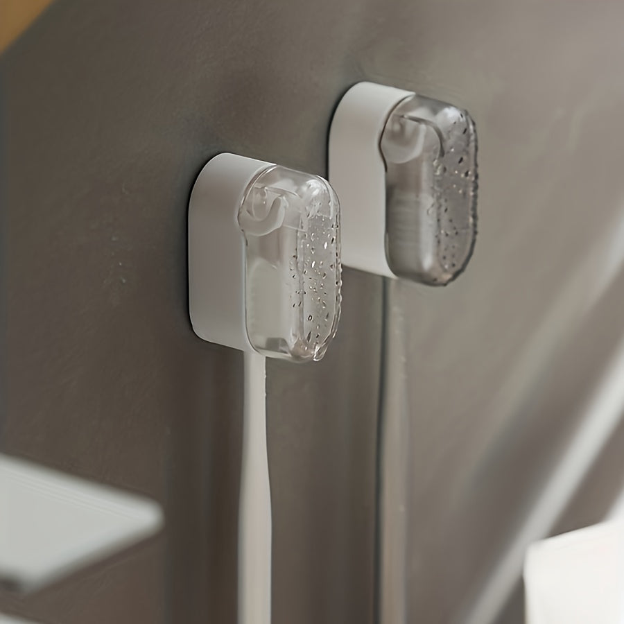 Wall-Mounted Toothbrush Holder with Cover for Bathroom Storage and Decoration