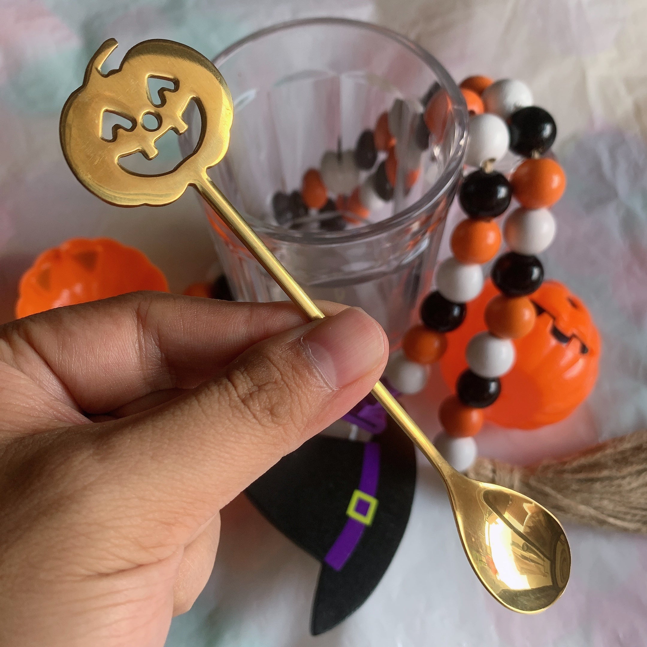 Set de regalo de Halloween, mini cucharita de café de 1 pieza y cubertería de acero inoxidable