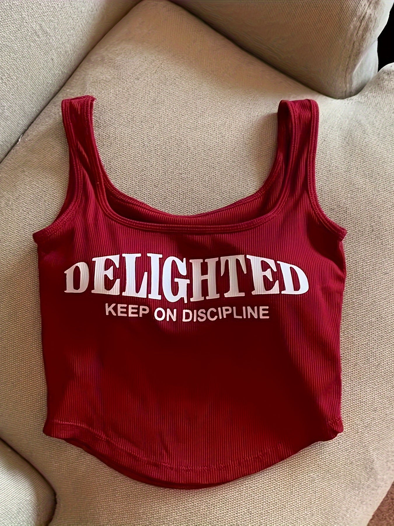 Women's 3-Pack Crop Tank Tops with Built-In Pads and Alphabet Print for Teens