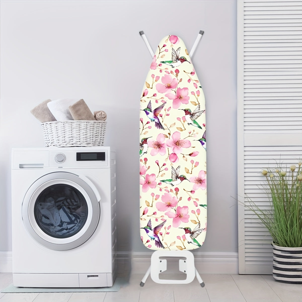 Ironing Board Cover Floral Hummingbird Pattern 38x137cm Thick Padding Elastic Edge
