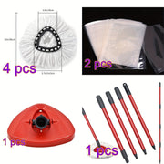 White 4-Piece Mop Head Set with Red Gray Mop Handle and Triangle Plate