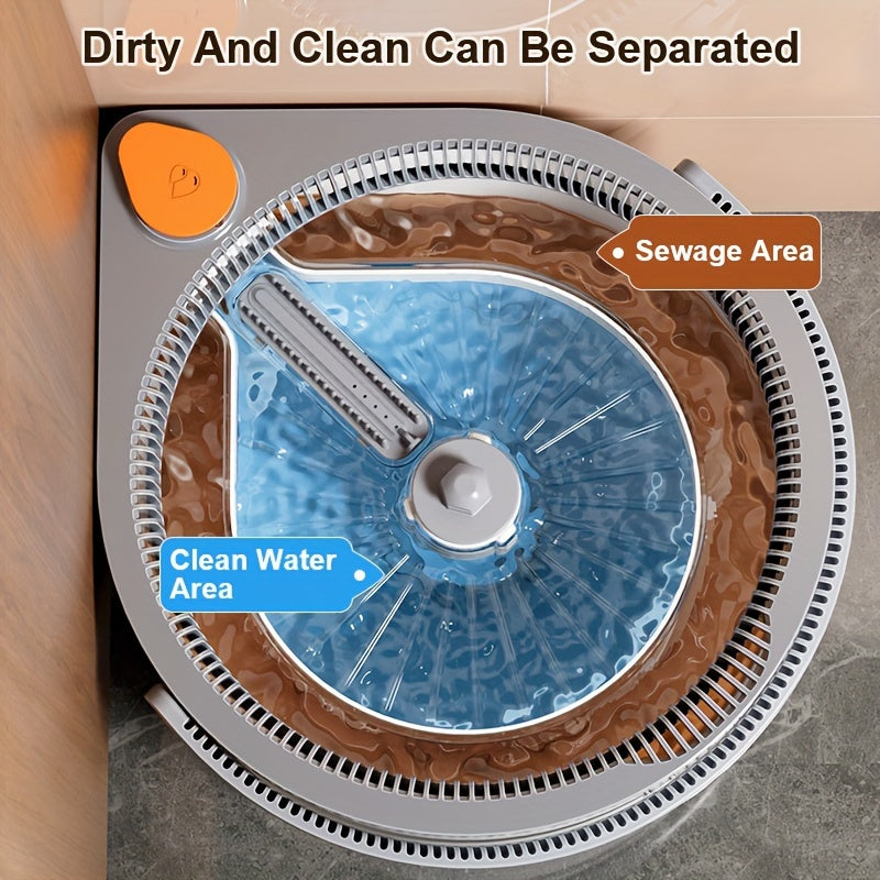 EasyClean qo'l bilan aylantiriladigan mopu va chelak to'plami - yashash xonasi, yotoqxona, hammom, hojatxona, oshxona uchun mos - elektr energiyasi talab qilinmaydi, plastikdan tayyorlangan