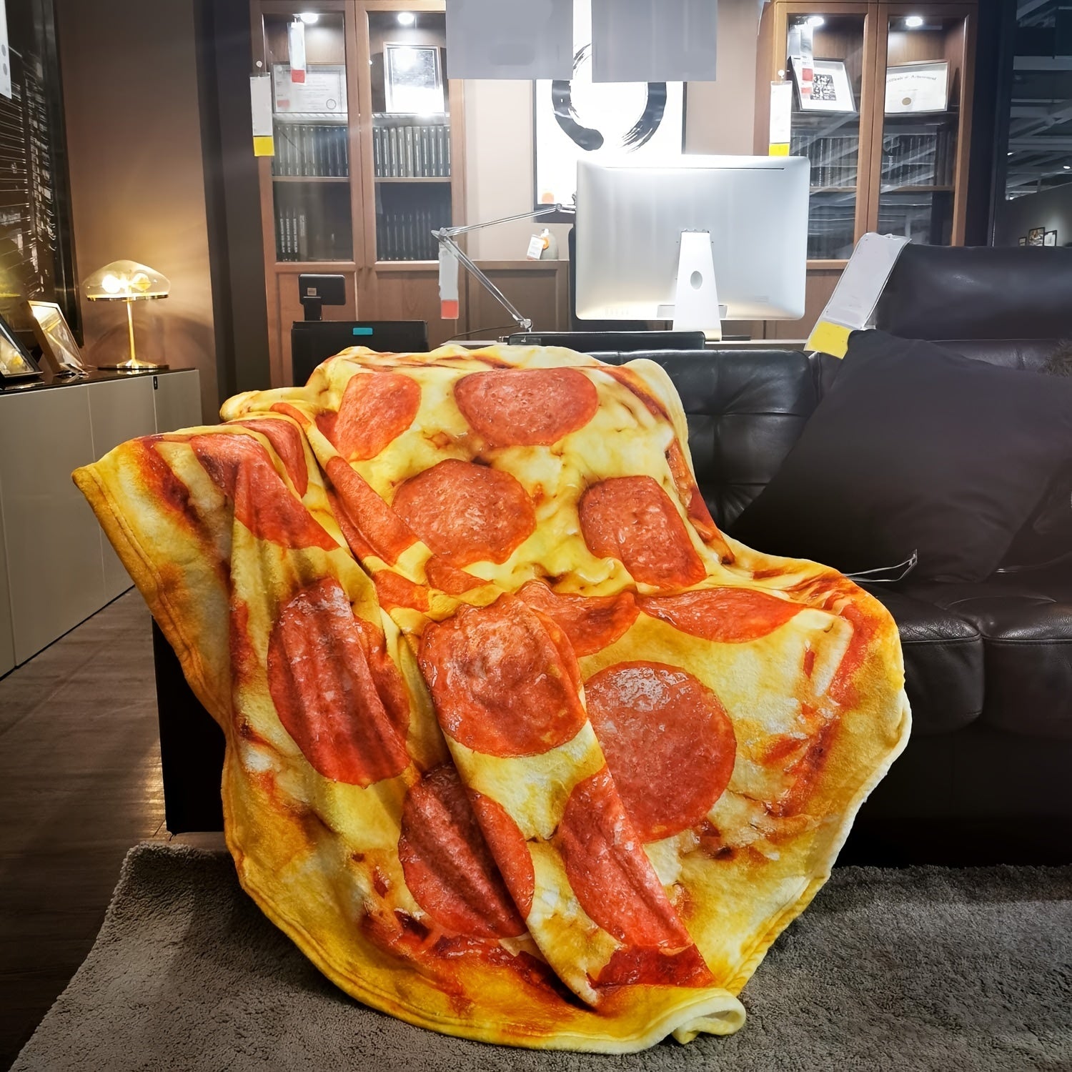 Pizza Flannel Blanket Cozy Sofa Throw Oversized Beach Towel Camping Bed Use