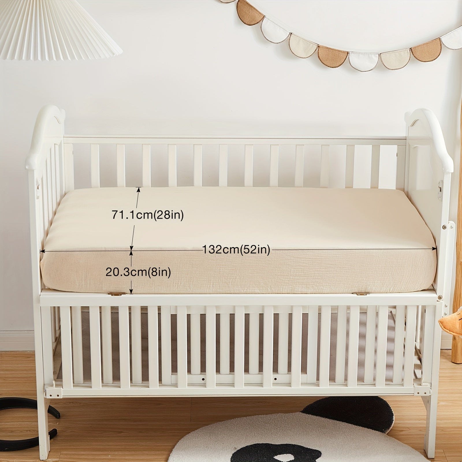 BeeWeed Мягкая муслиновая простыня для младенцев и детей - однотонный бежевый цвет, глубокий карман, стеганое постельное белье, машинная стирка, 28" x 52" x 8", бежевый