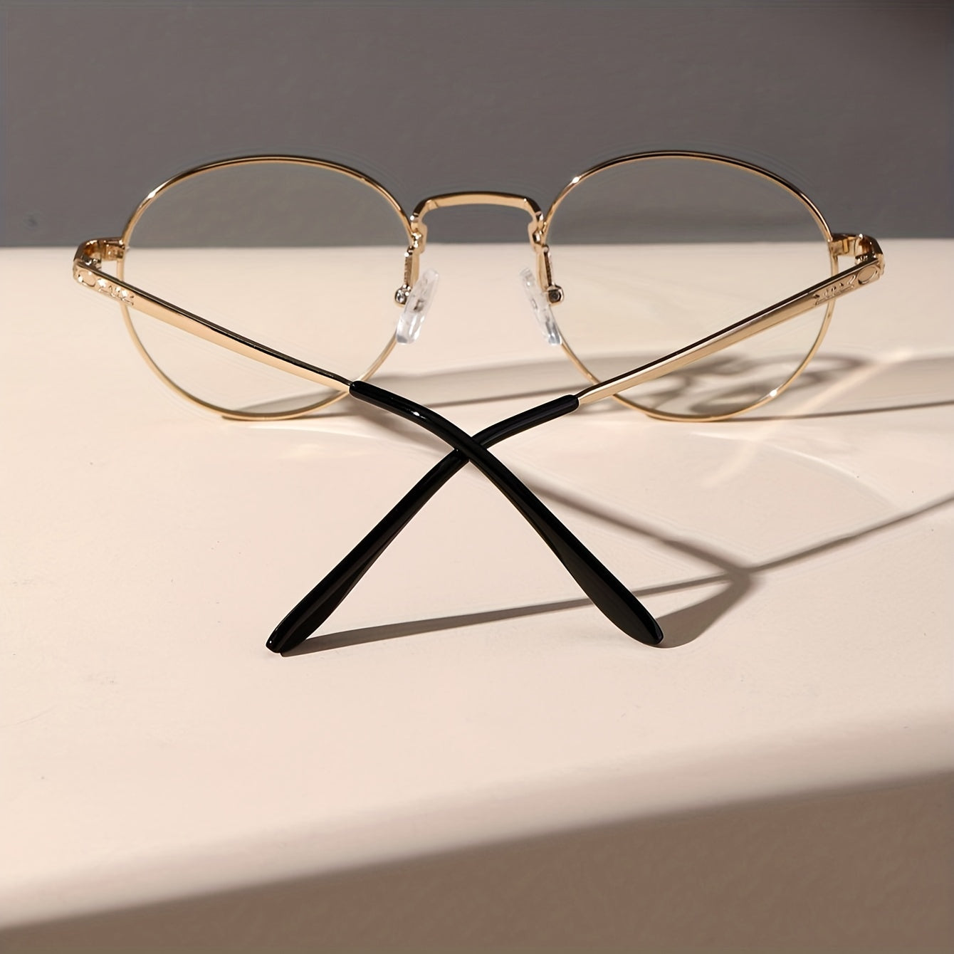 Men's Metal Oval Glasses with Clear Lenses