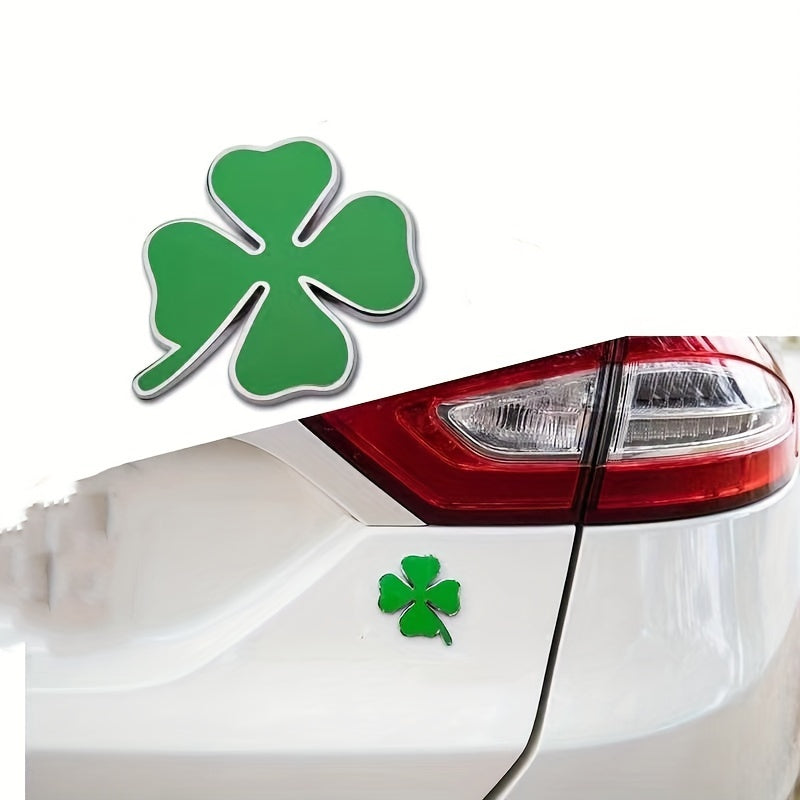 Metal Car Emblem Four-Leaf Clover Durable Exterior Decor for Vehicles