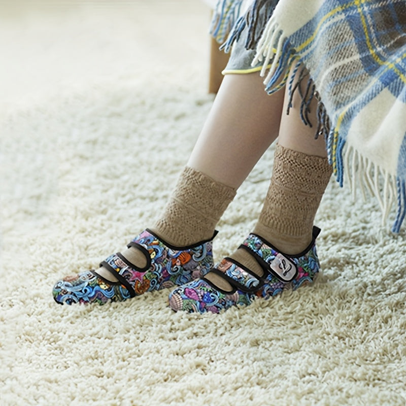 Women's Wide Slip-On Slippers with Rubber Sole Indoor Outdoor House Shoes