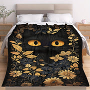 Black Cat Throw Blanket Soft Plush Flannel All-Season Cozy Gift