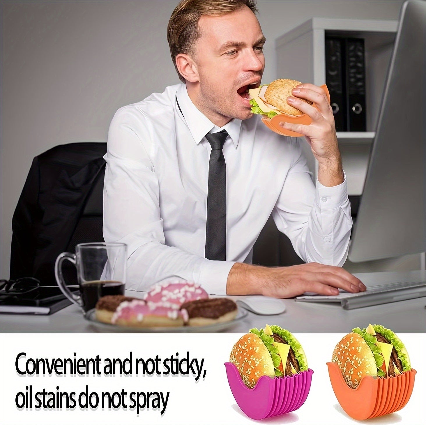 Set of 4 Silicone Hamburger Clips for Portable No-Contact Food Storage