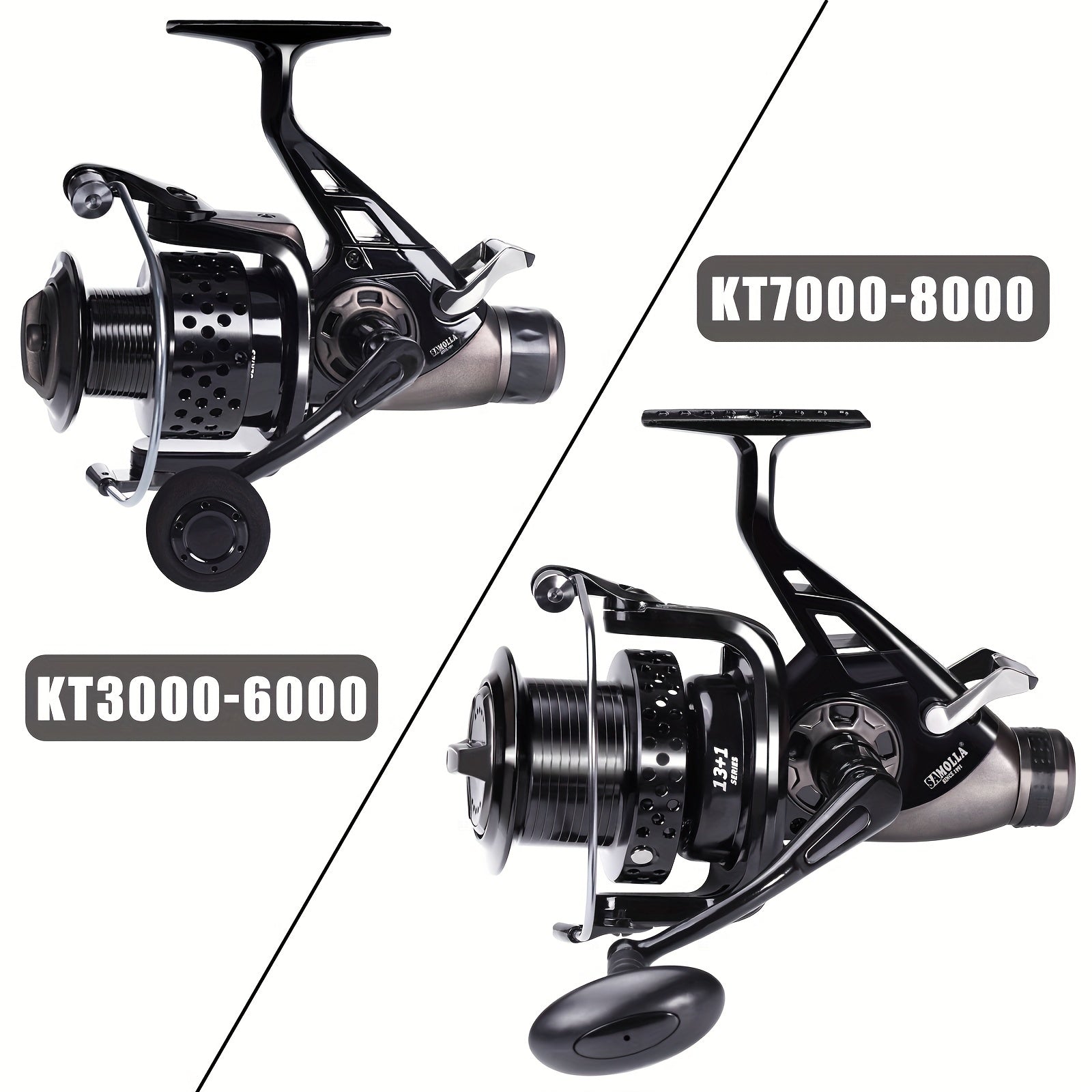 Dual Drag Spinning Reel 3000-8000 Series for Carp Fishing Ambidextrous Graphite Aluminum Alloy