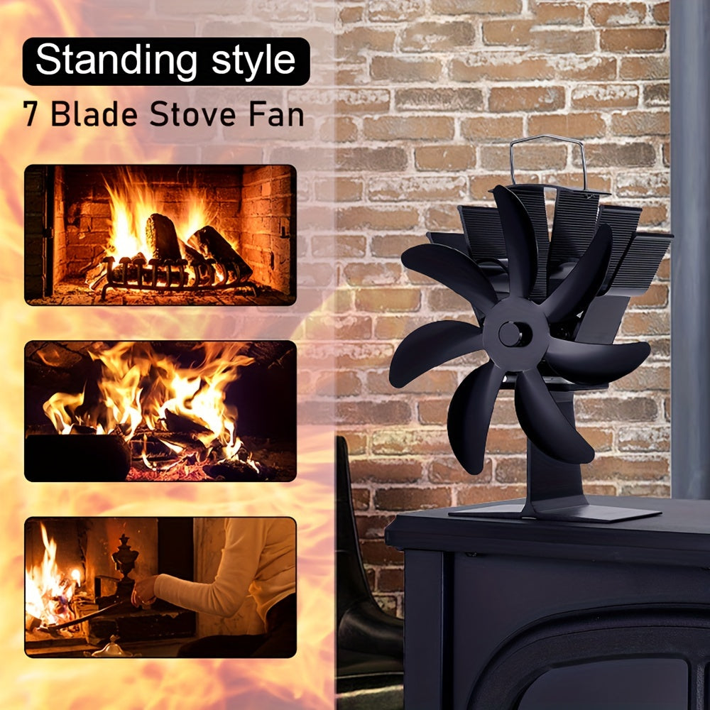 Aluminum 7-Blade Heat Powered Stove Fan for Log Wood Burners Portable Quiet