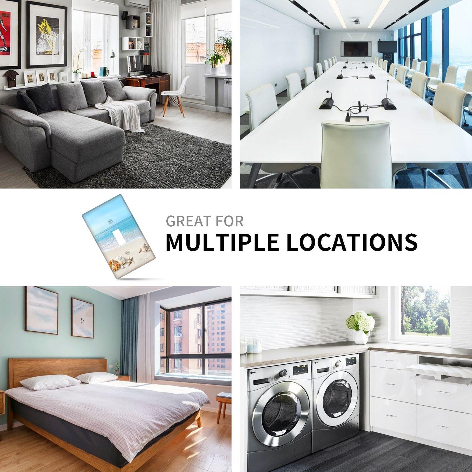 Beach Ocean Theme Light Switch Cover for Bedroom or Bathroom 1 or 2 Gang