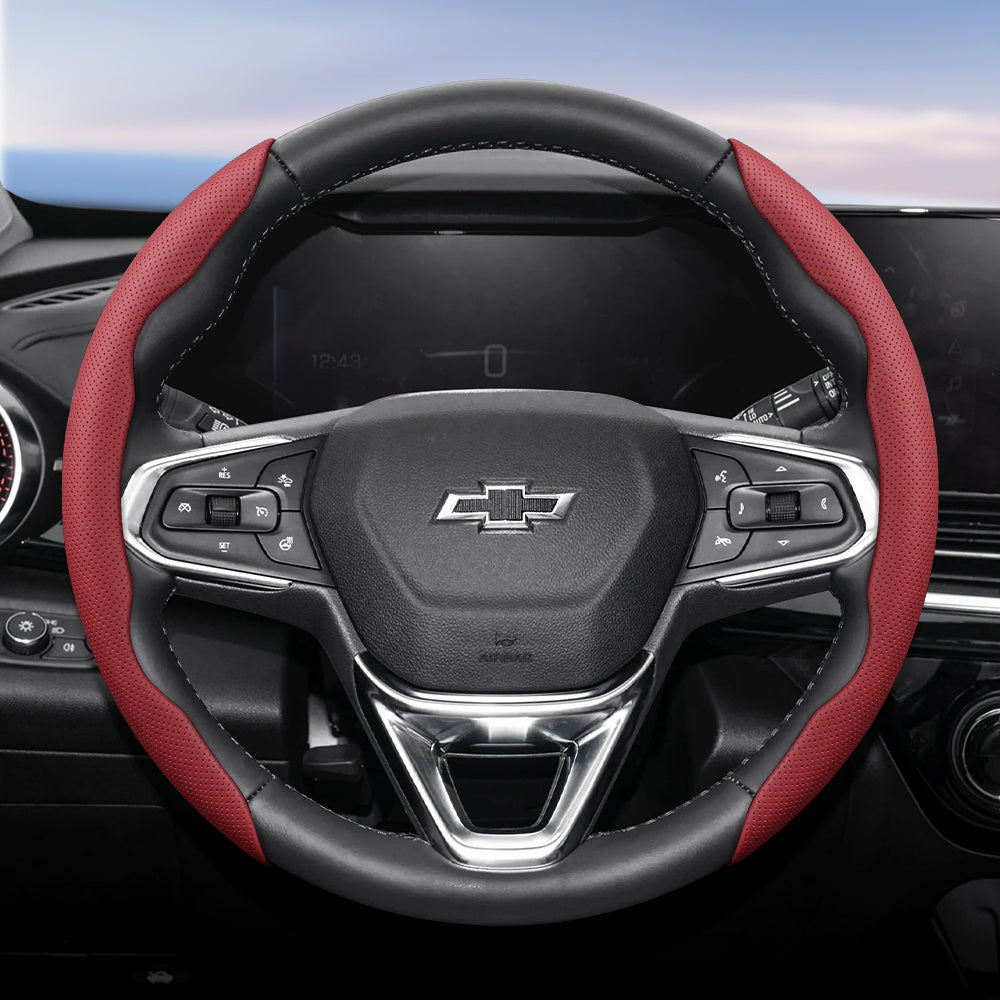 Universal Ventilated PU Leather Steering Wheel Cover, Quick-Release, Anti-Slip