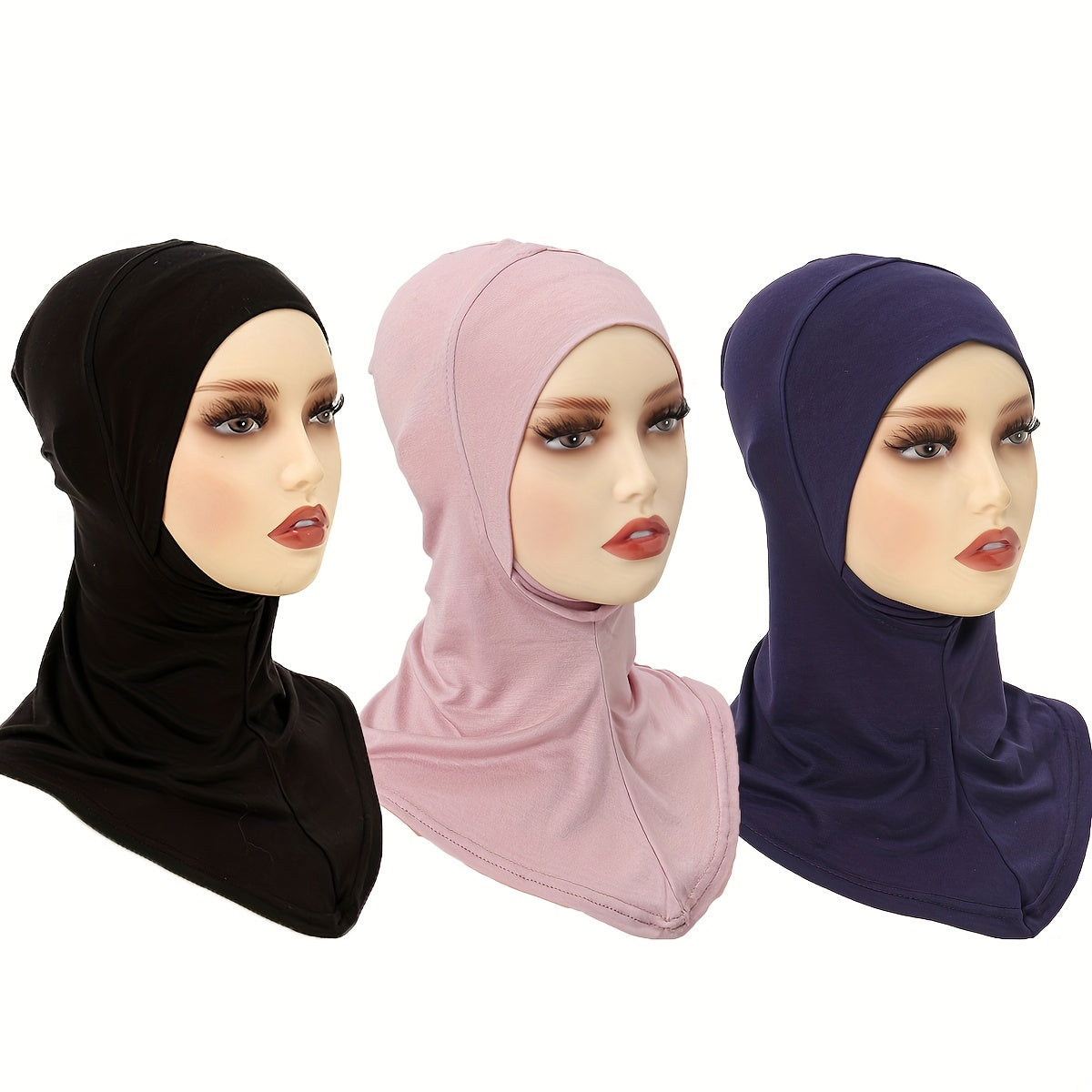 3-to'plamli to'liq rangli polyester hijab shalvlar nafas oladigan, quyoshdan himoyalovchi, cho'zilmaydigan
