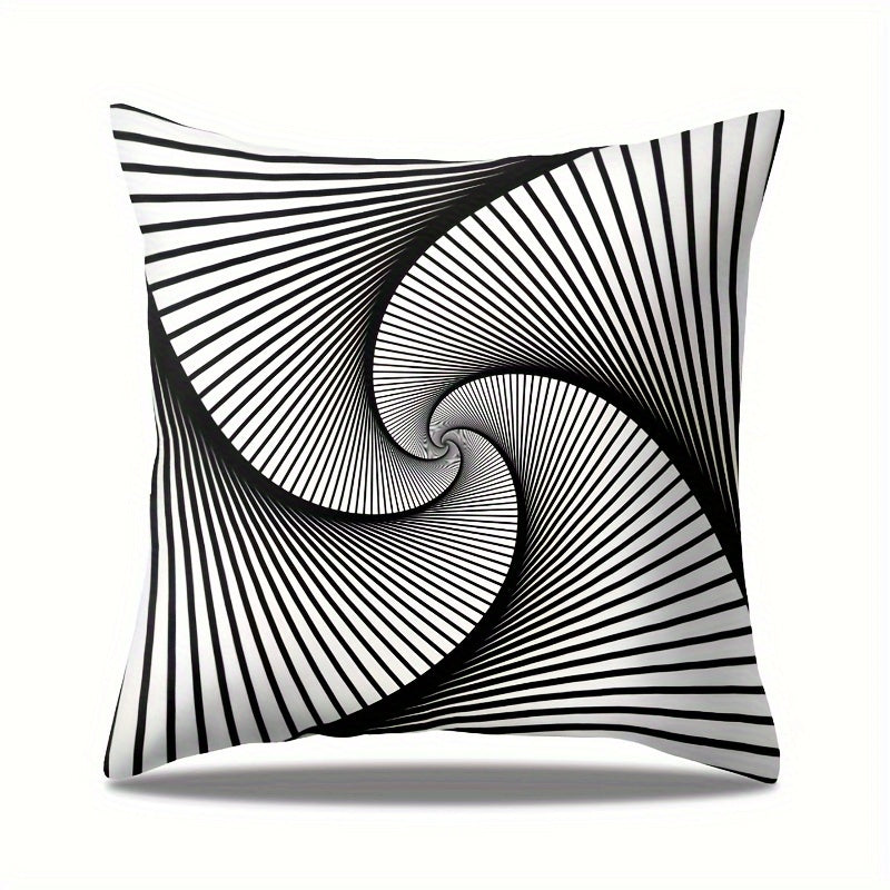 Black and White Striped Velvet Pillowcase 44cm Square Double Sided Print for Living Room Office