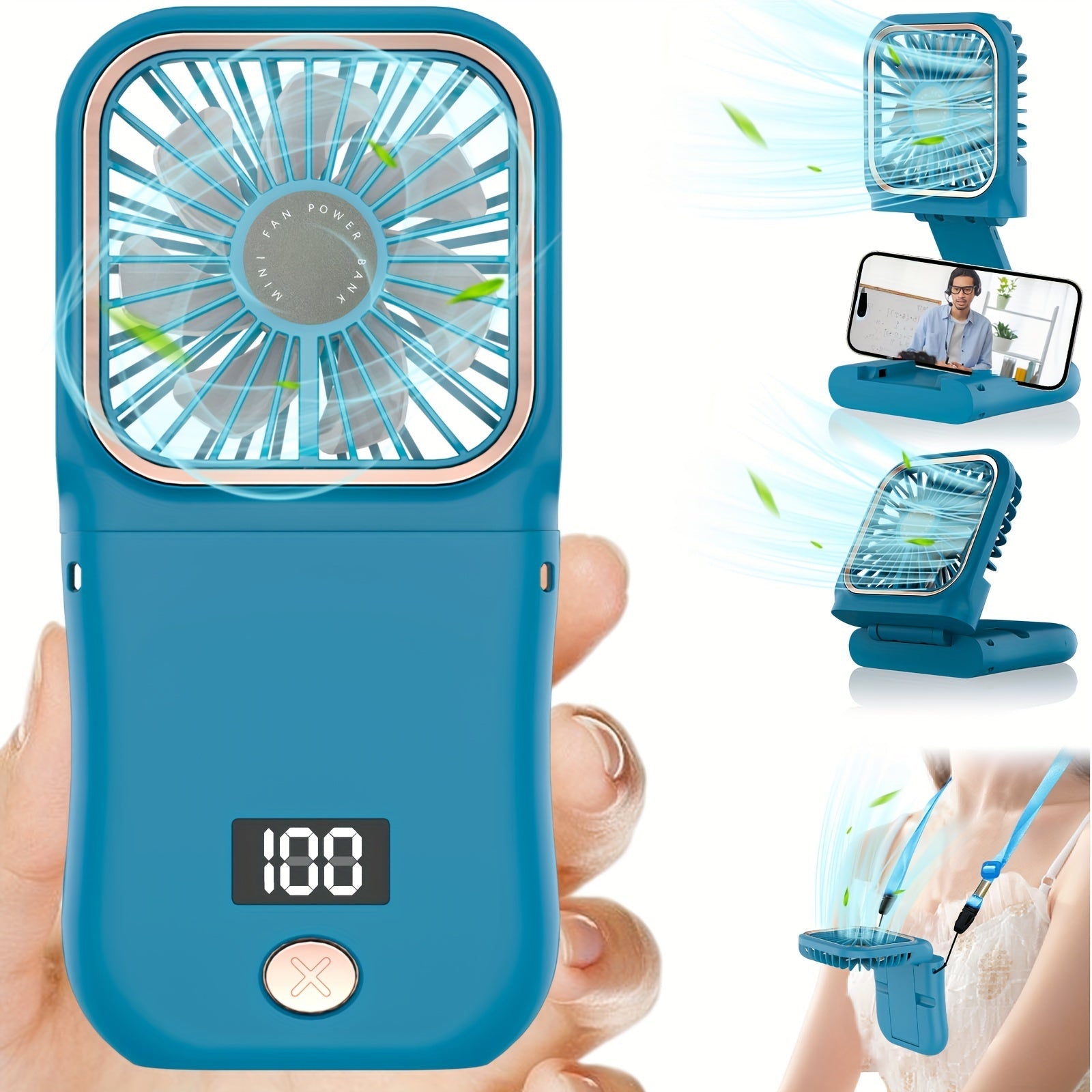 Raqamli ko'rsatkichga ega, ixcham qo'l fanati, zamonaviy egiluvchan bo'yin dizayni, qayta zaryadlanadigan 3000mAh batareya, 180° sozlanadigan burchak, 3 tezlik sozlamalari, shaxsiy sovutish, sayohat va sport uchun ideal.